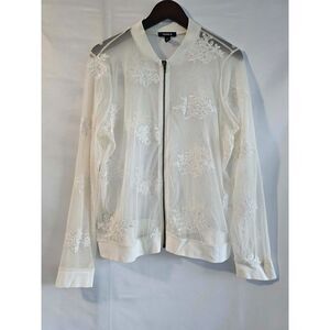 Coquettecore Torrid Ivory Floral Lace Mesh Zip Up Jacket Size 0